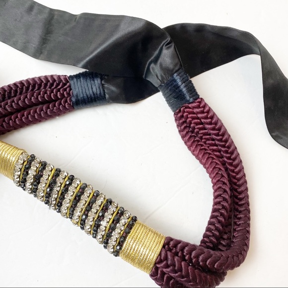 Vintage | Unique Rope Cord Rhinestone Tie Belt - Picture 4 of 4